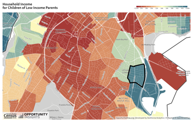 Household Income for Children of Low Income Parents in South Boston